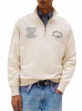 Moletom Tommy Jeans New York bege para homem