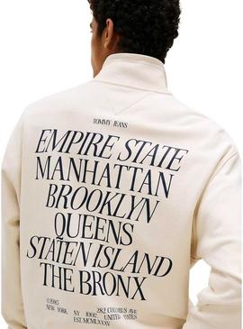 Moletom Tommy Jeans New York bege para homem