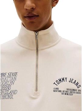 Moletom Tommy Jeans New York bege para homem
