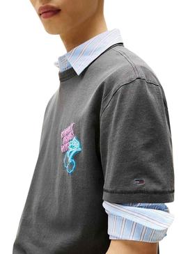 Camiseta Tommy Jeans Novelty cinza para homem