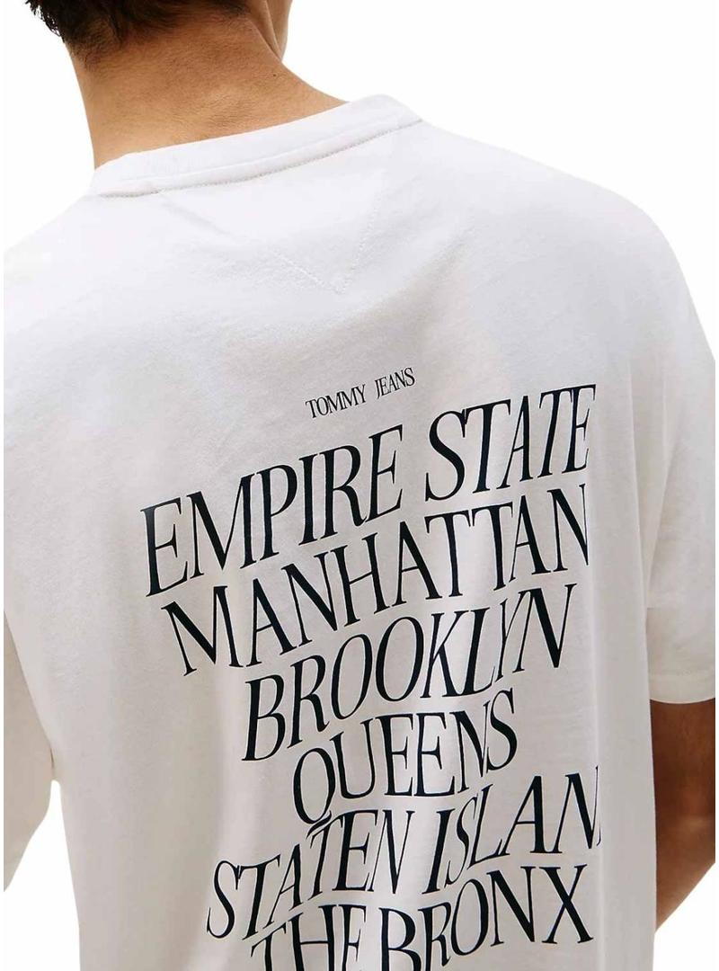 Camiseta Tommy Jeans New York branca para homem.