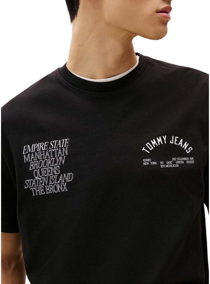 Camiseta Tommy Jeans New York preta para homem.