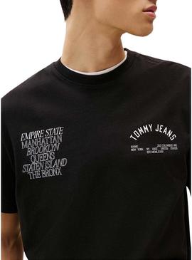 Camiseta Tommy Jeans New York preta para homem.