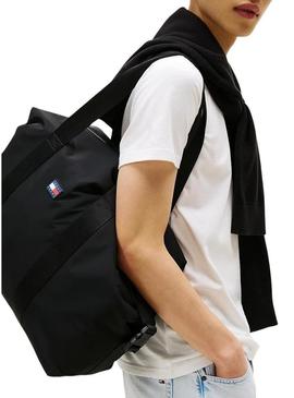 Camiseta Tommy Jeans Stack Backprint branca para homem.