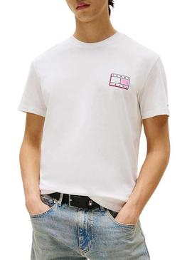 Camiseta Tommy Jeans Slim Pop branca para homem.