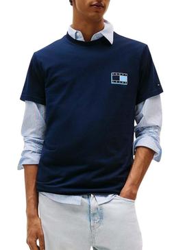 Camiseta Tommy Jeans Slim Pop azul marinho para homem