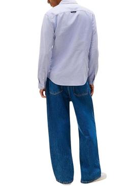 Camisa Tommy Jeans Oxford slim azul para homem