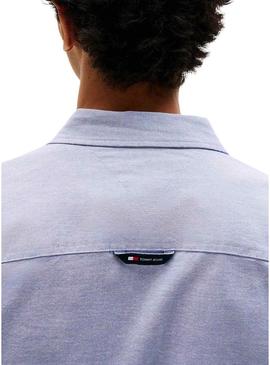 Camisa Tommy Jeans Oxford slim azul para homem