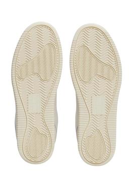 Sapatilhas Tommy Jeans Retro Basket branco e lilás para mulher.