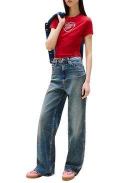 Tênis Tommy Jeans Greenwich framboesa para mulher.