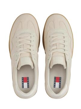 Sapatilhas Tommy Jeans Greenwich em tecido bege para mulher