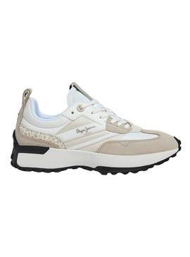 Sapatilhas Pepe Jeans Lucky Print bege para mulher.
