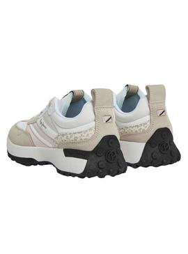 Sapatilhas Pepe Jeans Lucky Print bege para mulher.