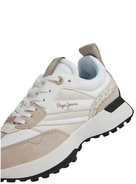 Sapatilhas Pepe Jeans Lucky Print bege para mulher.