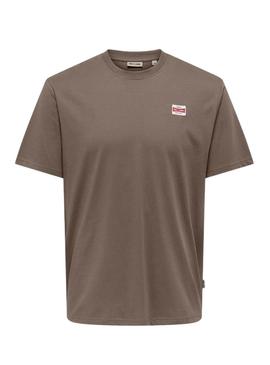 Camisa Only and Sons Dawson marrom para homem