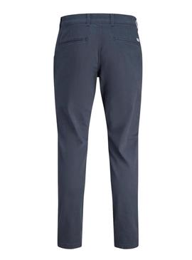 Calça chino Jack and Jones Marco azul marinho para homem.