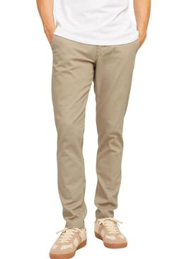 Calça chino Jack and Jones Marco bege para homem.