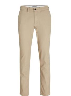 Calça chino Jack and Jones Marco bege para homem.