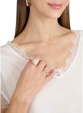 Camisa Naf Naf renda bege para mulher.