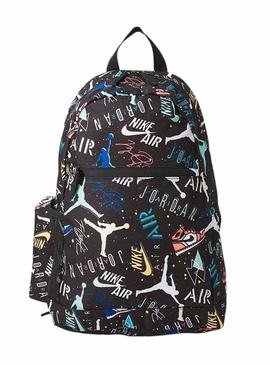 Mochila Air Jordan estampada preta para menina e menino