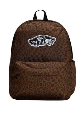 Mochila Vans Old Skool animal print marrom para mulher e homem.