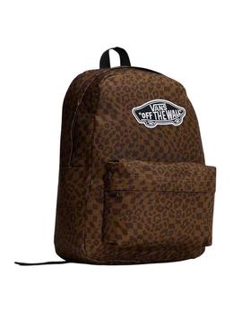 Mochila Vans Old Skool animal print marrom para mulher e homem.