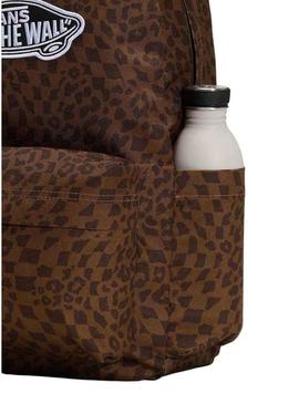 Mochila Vans Old Skool animal print marrom para mulher e homem.