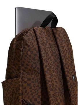 Mochila Vans Old Skool animal print marrom para mulher e homem.