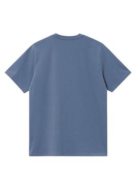 Camisa Carhartt American Script azul para homem.