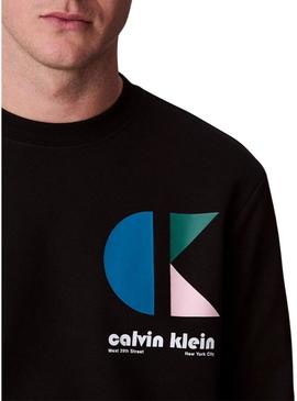 Moletom Calvin Klein Jeans Bauhaus preto para homem