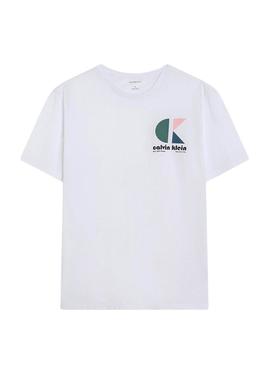 Camiseta Calvin Klein Jeans Bauhaus Logo branca para homem