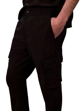 Calças cargo Calvin Klein Jeans preto ripstop para nome.