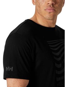 Camiseta Helly Hansen Shoreline preta para homem.