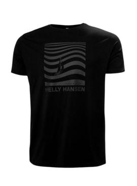Camiseta Helly Hansen Shoreline preta para homem.