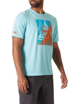 Camisa Helly Hansen Race turquesa para homem.