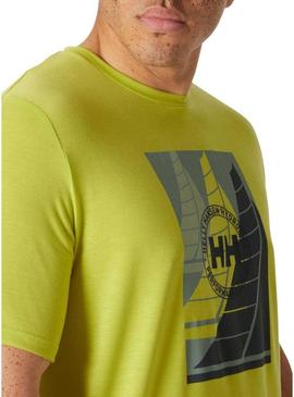 Camiseta Helly Hansen Race limão para homem