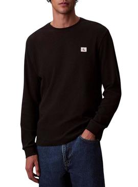 Camiseta Calvin Klein Jeans Waffle Badge preta para homem