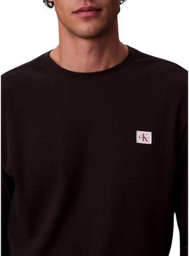Camiseta Calvin Klein Jeans Waffle Badge preta para homem