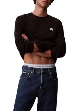 Camiseta Calvin Klein Jeans Waffle Badge preta para homem