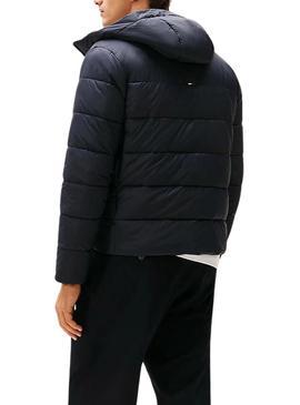 Jaqueta Tommy Hilfiger Mid Weight Hooded azul marinho para homem.