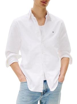 Camisa Tommy Hilfiger Solid Heritage Oxford branca para homem.