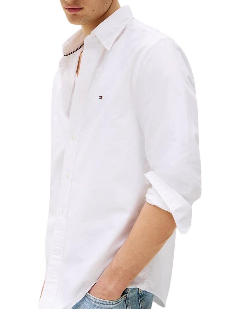 Camisa Tommy Hilfiger Solid Heritage Oxford branca para homem.
