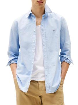 Camisa Tommy Hilfiger Solid Heritage Oxford azul para homem.