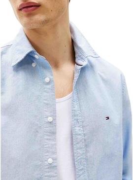Camisa Tommy Hilfiger Solid Heritage Oxford azul para homem.