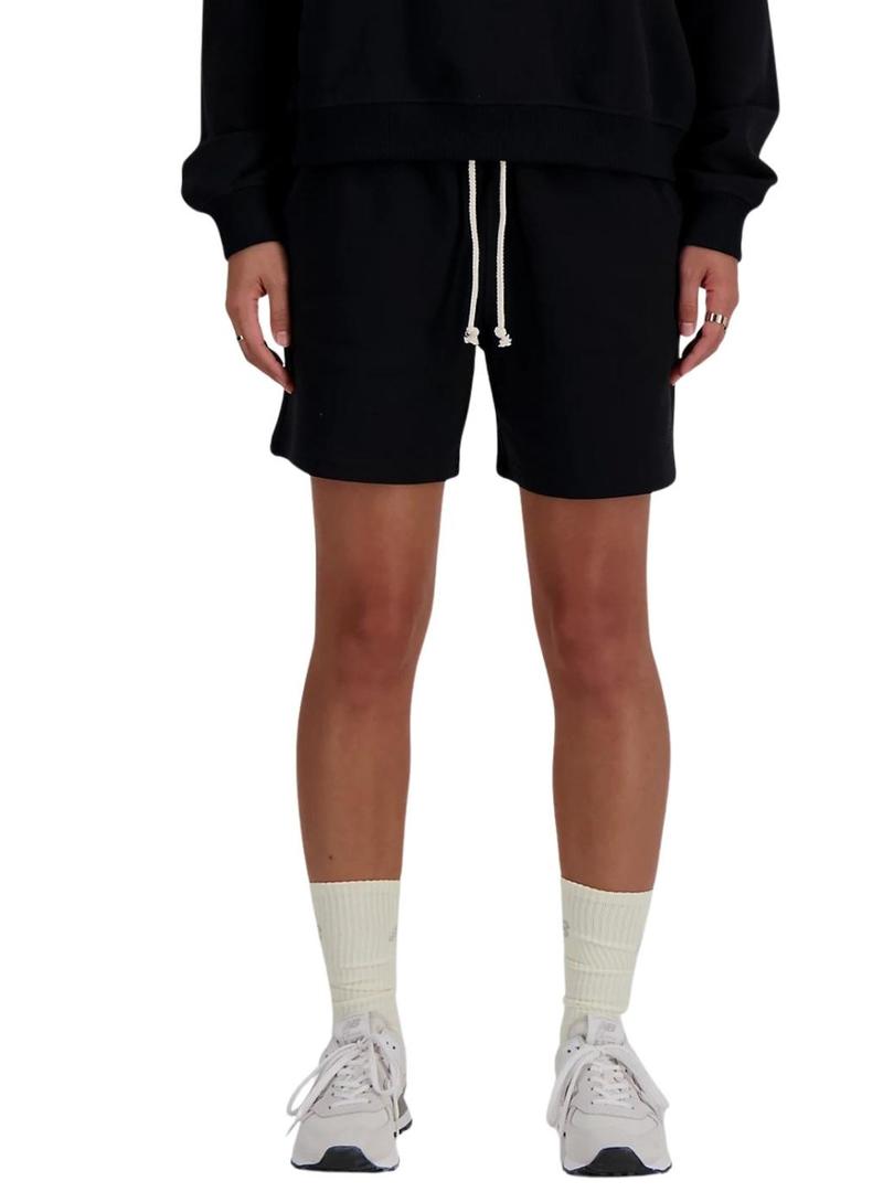 Shorts New Balance Athletics preto para mulher.