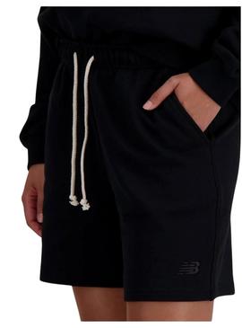 Shorts New Balance Athletics preto para mulher.