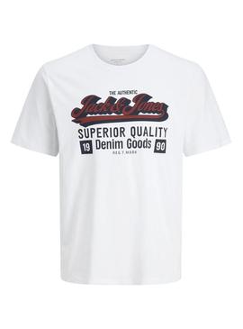 Camiseta Jack and Jones Logo branco para criança