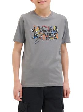 Camiseta Jack and Jones Geplas cinza para criança.