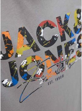 Camiseta Jack and Jones Geplas cinza para criança.