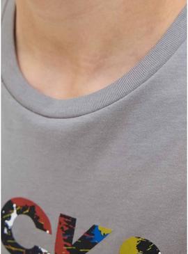 Camiseta Jack and Jones Geplas cinza para criança.